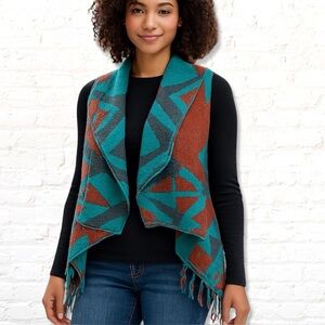 Forever 21 Southwestern Sweater Poncho Vest sSmall Yellowstone Inspired Poncho